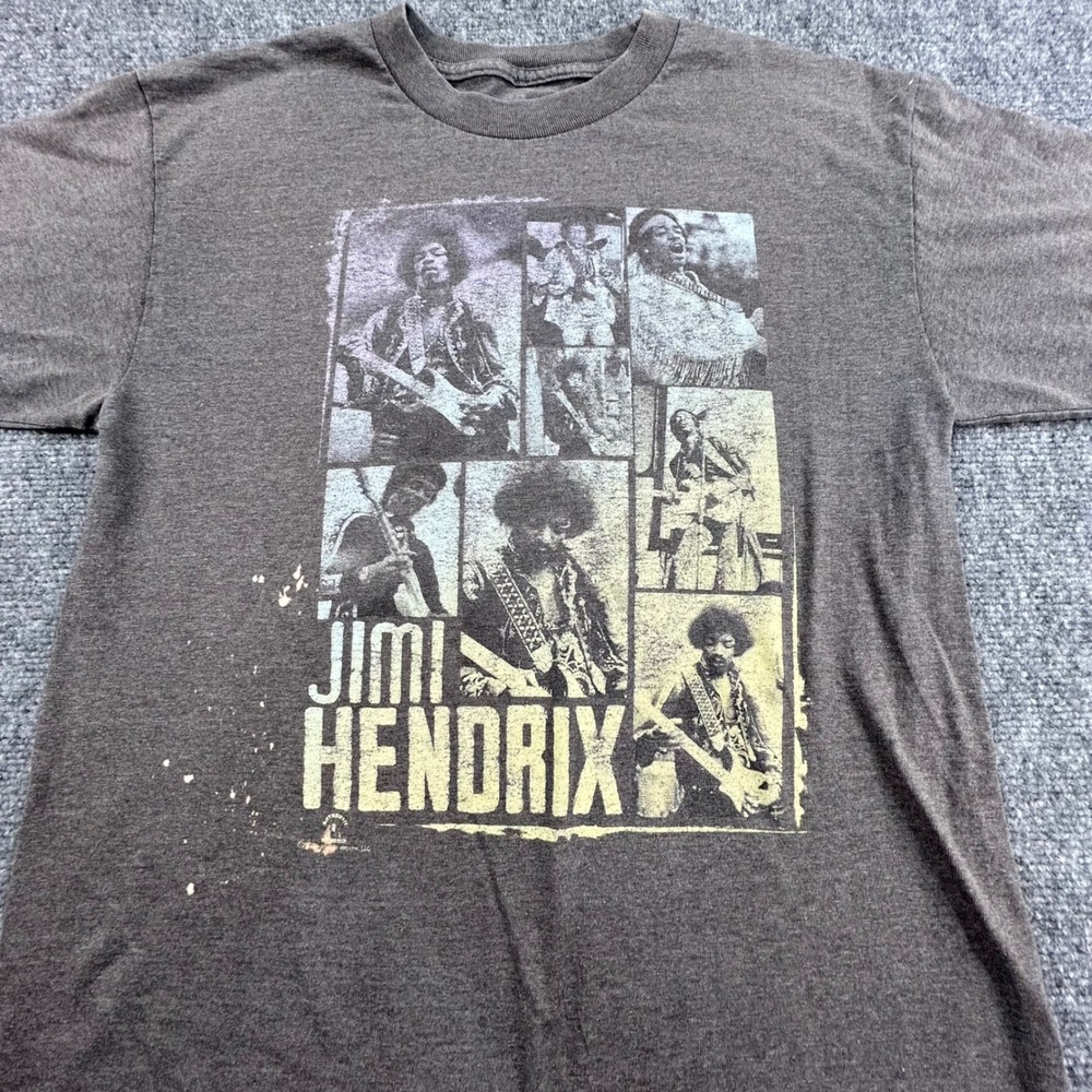 Jimi Hendrix Graphic T-Shirt Mens Medium Charcoal Grey Rock Band Tee